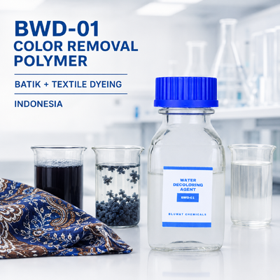 Buy BWD-01 Cationic Color Removal Polymer for Batik and Textile Dyeing Wastewater in Indonesia online manufacture